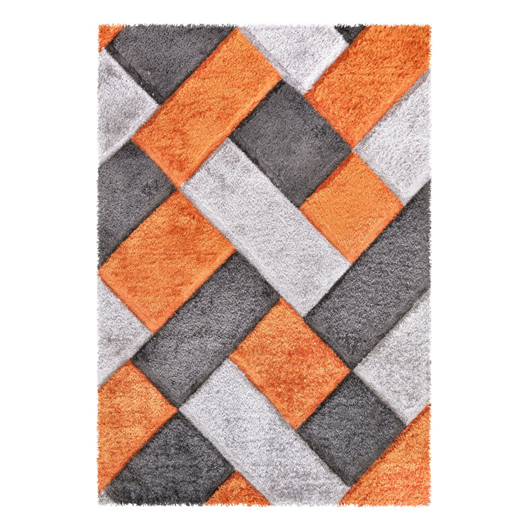 Metro Lane Geometric Design Thick Shaggy Rugs Soft Living Room Bedroom